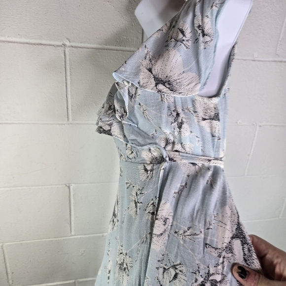 Free People French Quarter Blue Floral Cottagecore Wrap Mini Dress - Picture 8 of 12